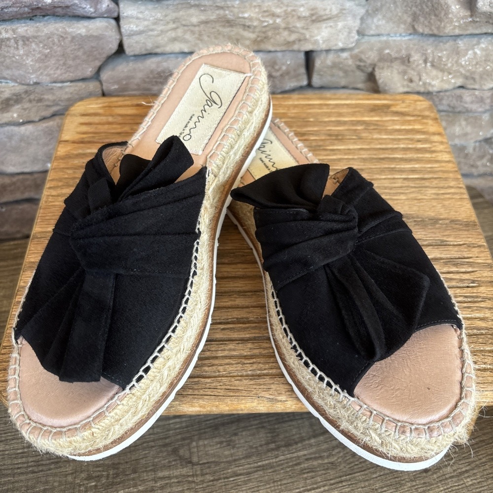 Gaimo Gaimo Rope Wedge Sole Slip On Sandals Size 8 Black Women